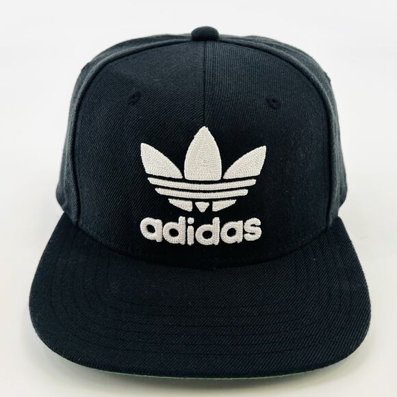 adidas Other - ADIDAS Men's Original White Trefoil Chain Logo Black Snapback Hat Cap One Size